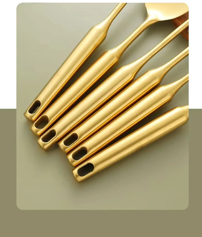 2022 New Design 5 Pcs Wood and Shiny Gold Color Best Tools Home Cooking Kitchen Accessories Utensil Set