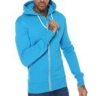 Zip Hoodie Manufacturers Comfortable Autumn Blue Cotton Sweat Shirts High Quality Zip Up Hoodie