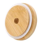 Ring Bamboo Lid Airless Nature Bamboo Lid With Center Holewith Silicone Ring