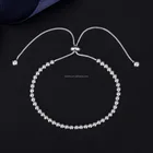 Silver Beads Hertiny S925 Sterling Silver Jewelry 3mm Beads Box Chain Adjustable Length Bracelet For Women