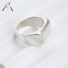 Rings Ring 925 Sterling Silver Man Women Platinum Plated Square Large Wide Rings Simple Design Ring