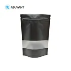 Aluminum Foil Pouch Stand Up Foil Bag Matt Black Front Window Mylar Aluminum Foil Stand Up Zipper Pouch Bag