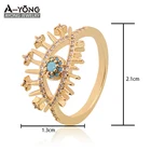 Rings Rings Personality Vintage Design Inlay Zircon Gold Plated Enamel Blue Eye Rings Evil Eye For Couple