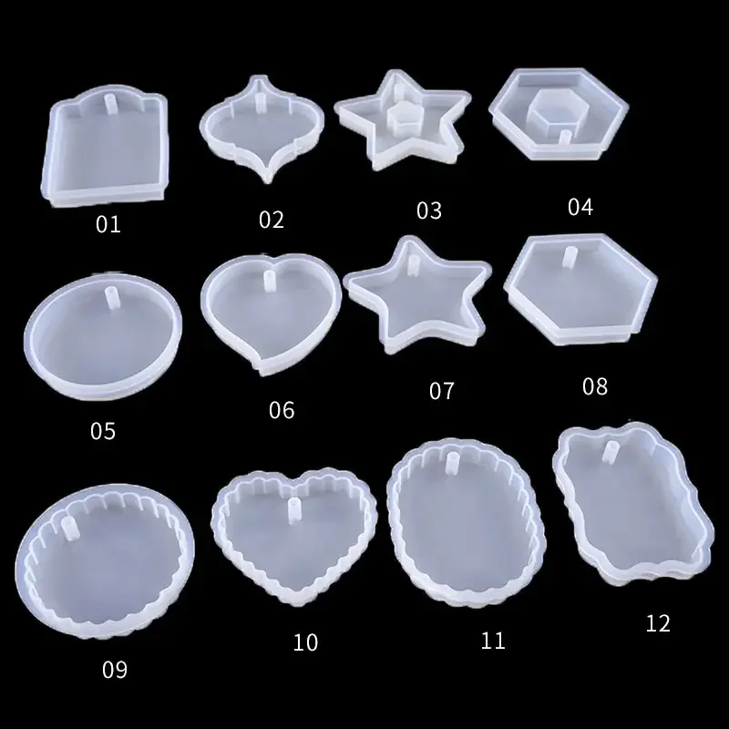 DIY Molds Tag Shape Keychain Silicone Molds Epoxy Resin Casting Crystal Pendant Molds with Hole for Jewelry Making DIY Crafts
