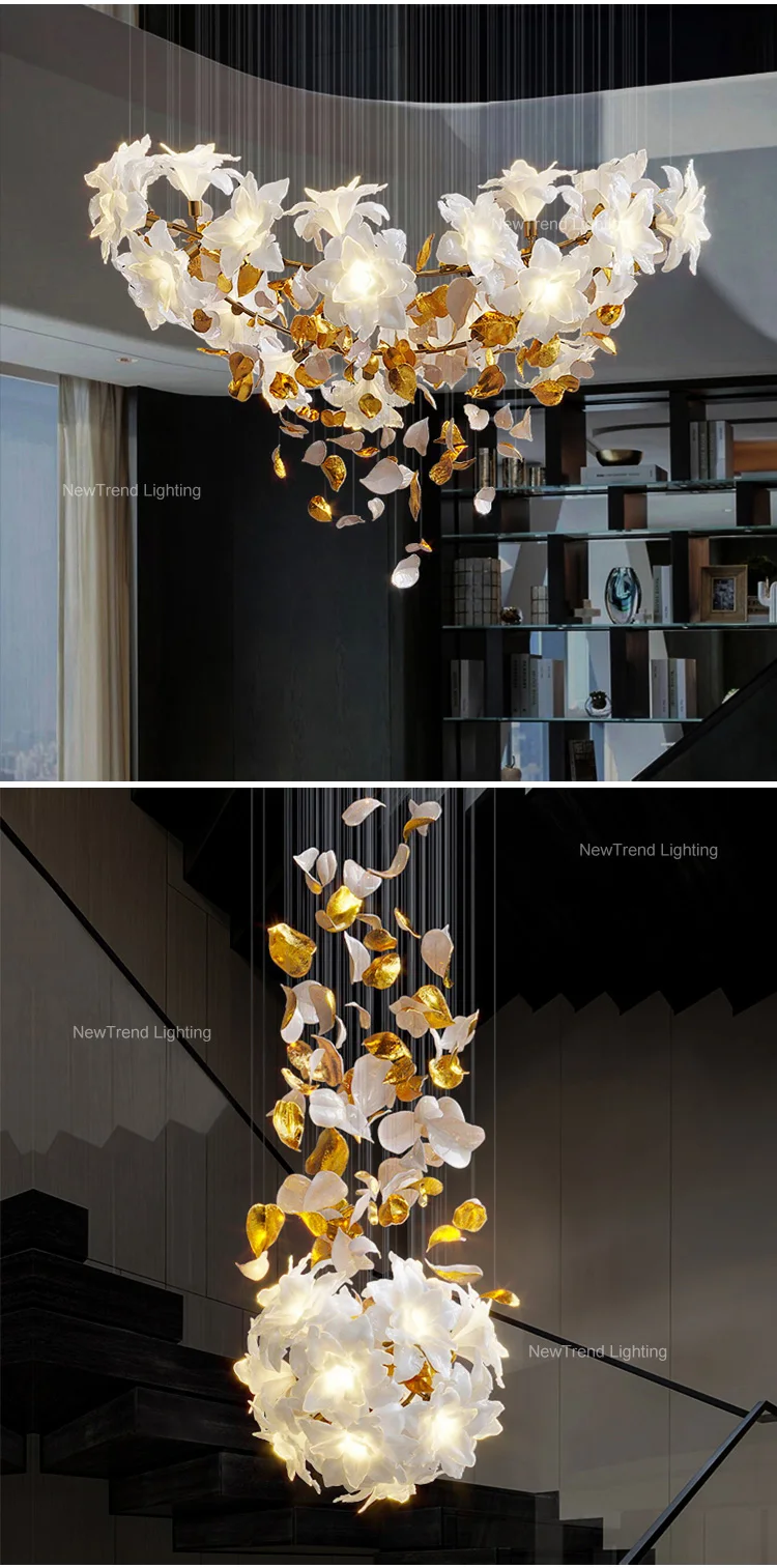 CPL-184 New Product Indoor Decoration Light Villa Staircase Wedding Custom Flower LED Chandelier factory