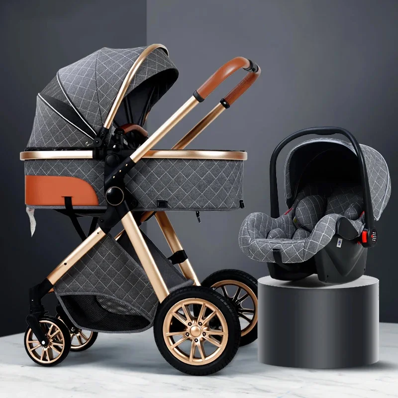 Coches Para Bebes. 3 En 1 Luxury Stroller Baby Pushchair Kinderwagen Poussette Baby Stroller Carriage 3 In 1 With Car Seat