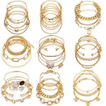multilayer chain star moon butterfly charm bracelet bead gold plated bangle bracelet for man woman