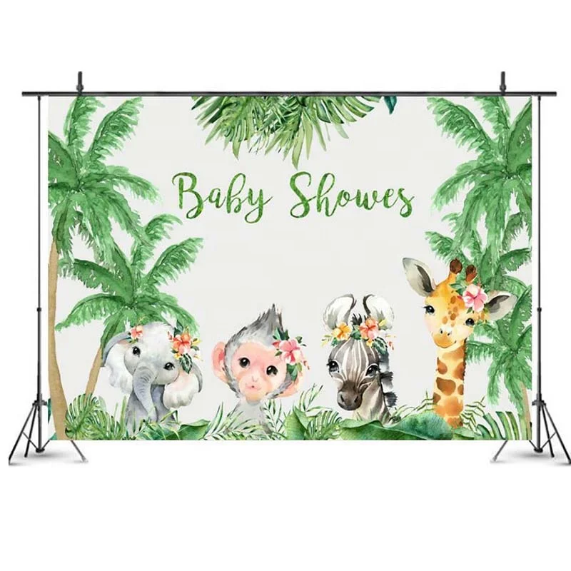 Color : Golden Animals, Size : 5x7ft 7x5ft Photo Backdrop Baby Shower Birthday Photography Background Photobooth Wild Jungle Theme Party Decorations 