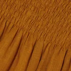 Puff Sleeve New Arrival Linen Smocking Brown Off Shoulder Puff Sleeve Women Midi Dress
