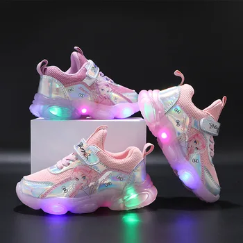 2022 New Boys Girls Princess Luminous Kids Casual Sports Shoes LED Light Children's Girls Light up Shoes for Kids