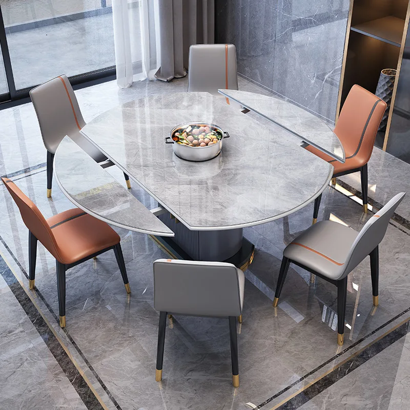 Nordic Marble Cabinet Dining Table Extendable Design Luxury Dinning Table Set Modern Dining Tables