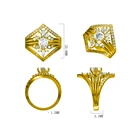 Gold Plated Ring Ring Ring Ring CAD Custom Jewelry Rose Gold Color Oversize Gemstone Gold Plated Ring Design