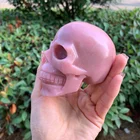 Natural Pink Opal Skulls Lifelike Handmade Crystal Gemstone Skulls Pink Opal Human Face Skulls For Sale