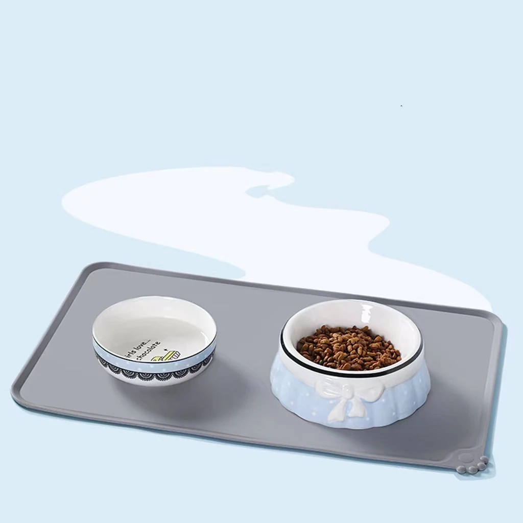 Waterproof Pet Mat for Dog Cat Silicone Pet Food Pad Pet Bowl Drinking Mat Dog Feeding Placemat easy Washing Cushion