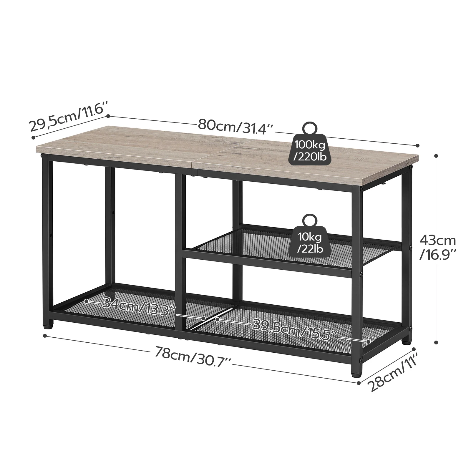 Industrial Style 3 Tier Wooden Hallway Shoe Storage Bench Large Shoe Rack Stand For 6/8/10/12 Pairs Shoes Organizer With Seat