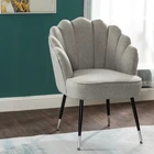 Bedroom Living Room Furniture Foam Filling Linen Upholstery Metal Base Arm Chair With Black Finish