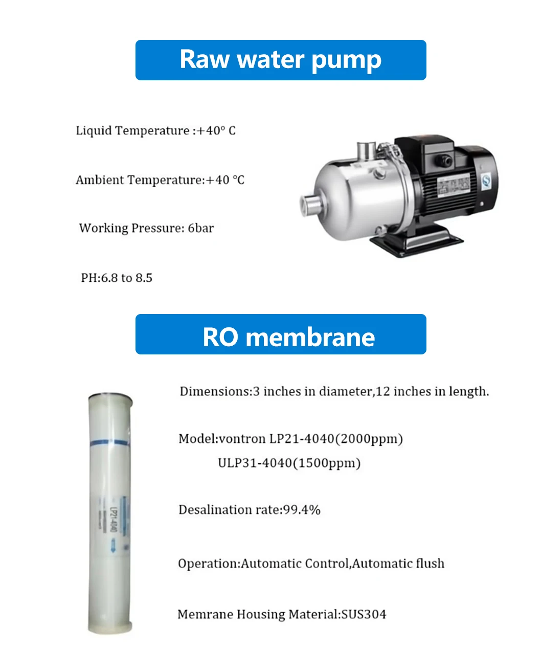 3TPH 5.5kW-380-415V 3xFRP Танки Соленая вода Водопровод с обратным осмосом 2