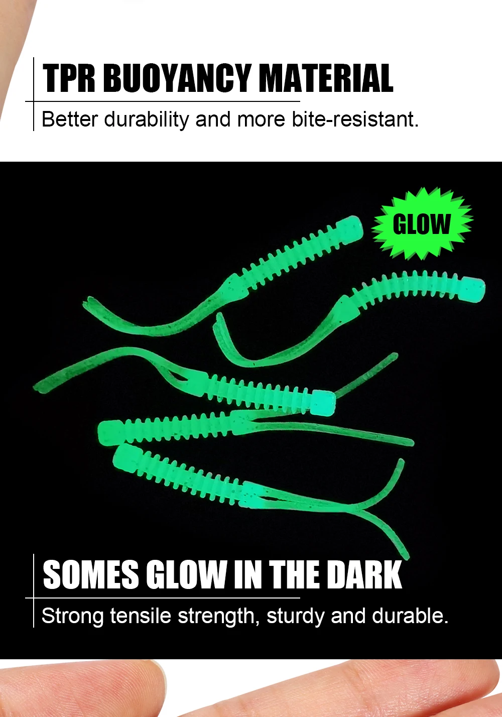 20pcs Soft Worms For Fishing Glow TPR Material Sea Fishing