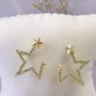 Paved Earrings Earrings Custom Fashion 18K Gold Plated 925 Sterling Silver Jewelry Paved Open Star Stud Women Earrings