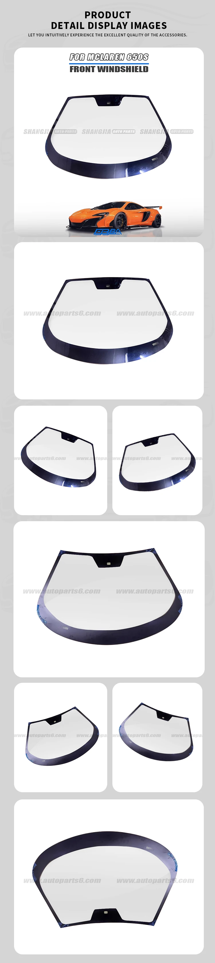 product high end standard size factory direct aftermarket part quality automotive front windshield for mclaren 650s935929-3