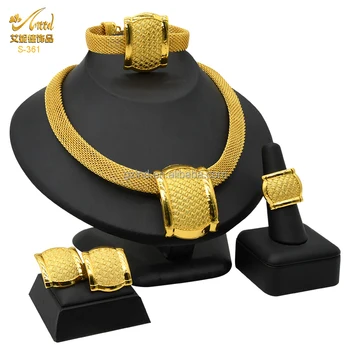 Wholesales Indian Wedding Bridal Women Gold Jewelry African Bridal Luxury Jewelry Sets Gold Filled Pakistan