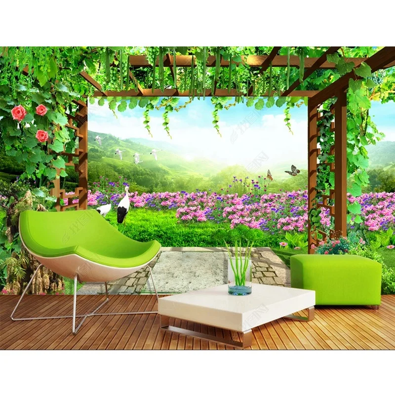 Customized Vineyard Flower Natural Scenery 3d Wallpaper Tv Background Wall  Decor - Buy 3d Design Wallpaper,Beautiful 3d Photo Wallpaper,3d Wallpaper  For Walls Product on 