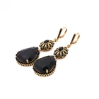 Glass Drop Earrings Earring Brass Metal Glass Drop Hoop Earrings Hypoallergenic With Pendant Queen Earring