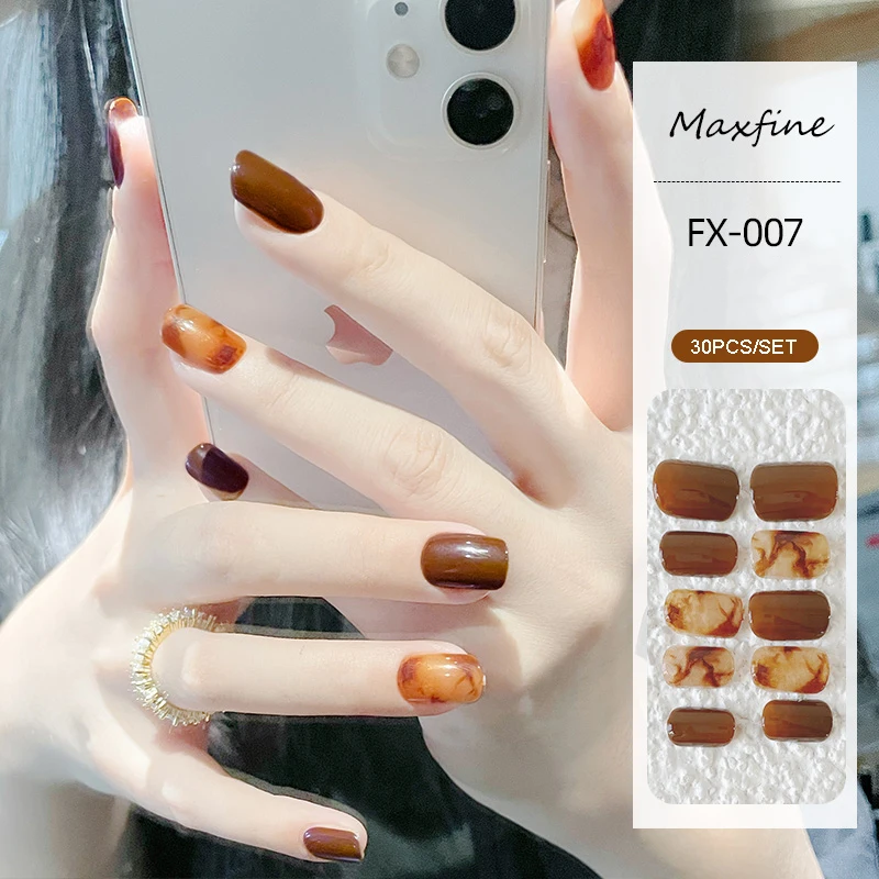 Reusable Fake Press On Finger Nails Full Cover False Wearable Nail Tips 30Pcs Artificial Fingernails