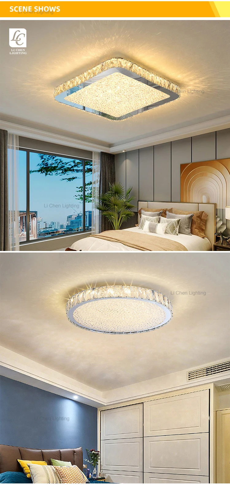 c0065 luxury style home hotel villa indoor decoration crystal modern square round led ceiling lamp -4