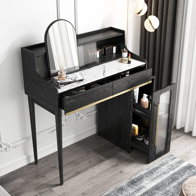 Modern Storage Cabinet Design Bedroom Furniture Black Wood Vanity Dressing Table