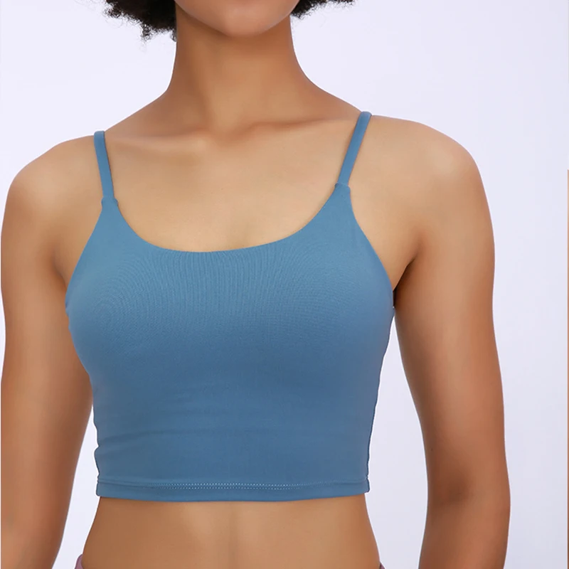 2021新款瑜伽运动背心女式胸垫性感薄带作物顶级女士