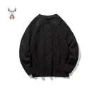 Sweater Mens Pullover Sweater Crewneck High Quality Jumper Pullover Jacquard Cable Knit Sweater Men