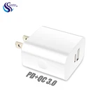 ETL FCC Listed 18w US Plug PD QC3.0 Type C Dual Usb Wall Charger For Iphone Android