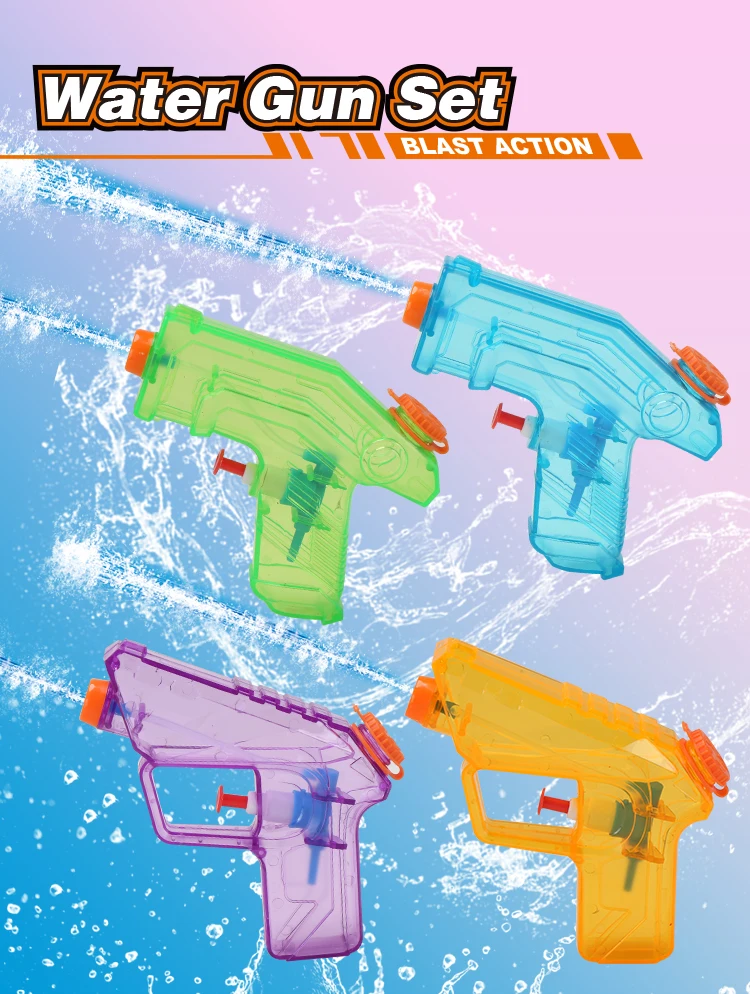 product 4pcs transparent mini water guns outdoor summer battle set for pool parties fights small hands design for kids water game-1
