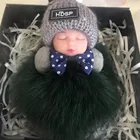 Fur Fox Fox Fur Ball Keychain Pompoms Fancy Fluffy Fur Pompom Fox Ear Key Chain Fox Fur Keychain Puff Ball Wholesale