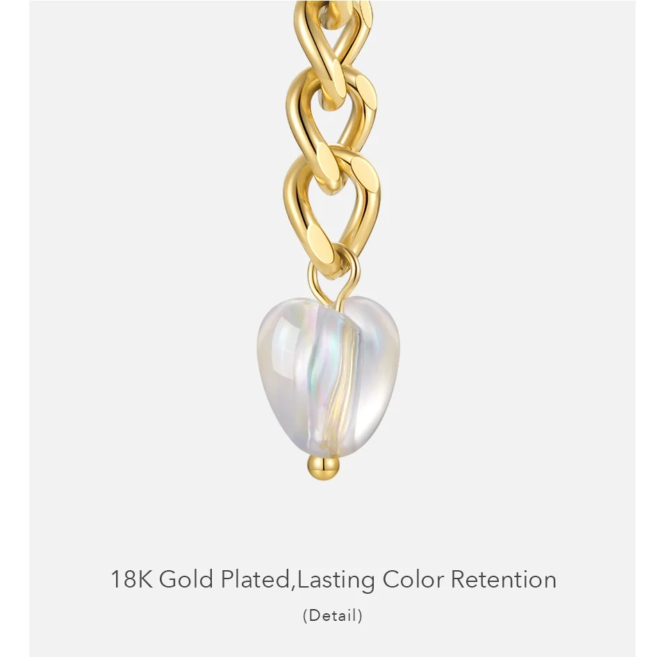 Fashion 18K Gold Plated Stainless Steel Jewelry Cuban Chain Colored Resin Heart Pendant Earrings E211307 7