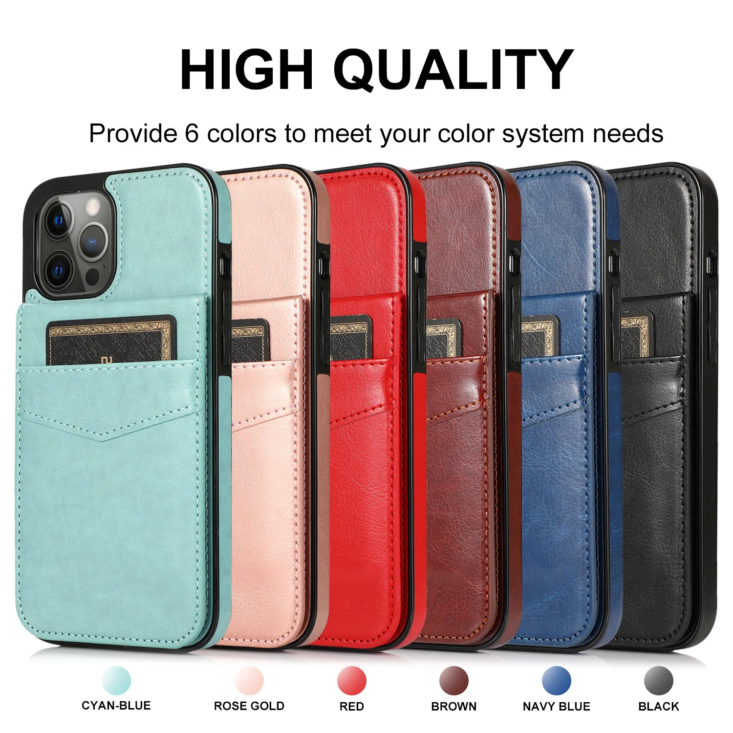 Luxury pu leather mobile phone cases for iphone 13 14 card holder wallet cover