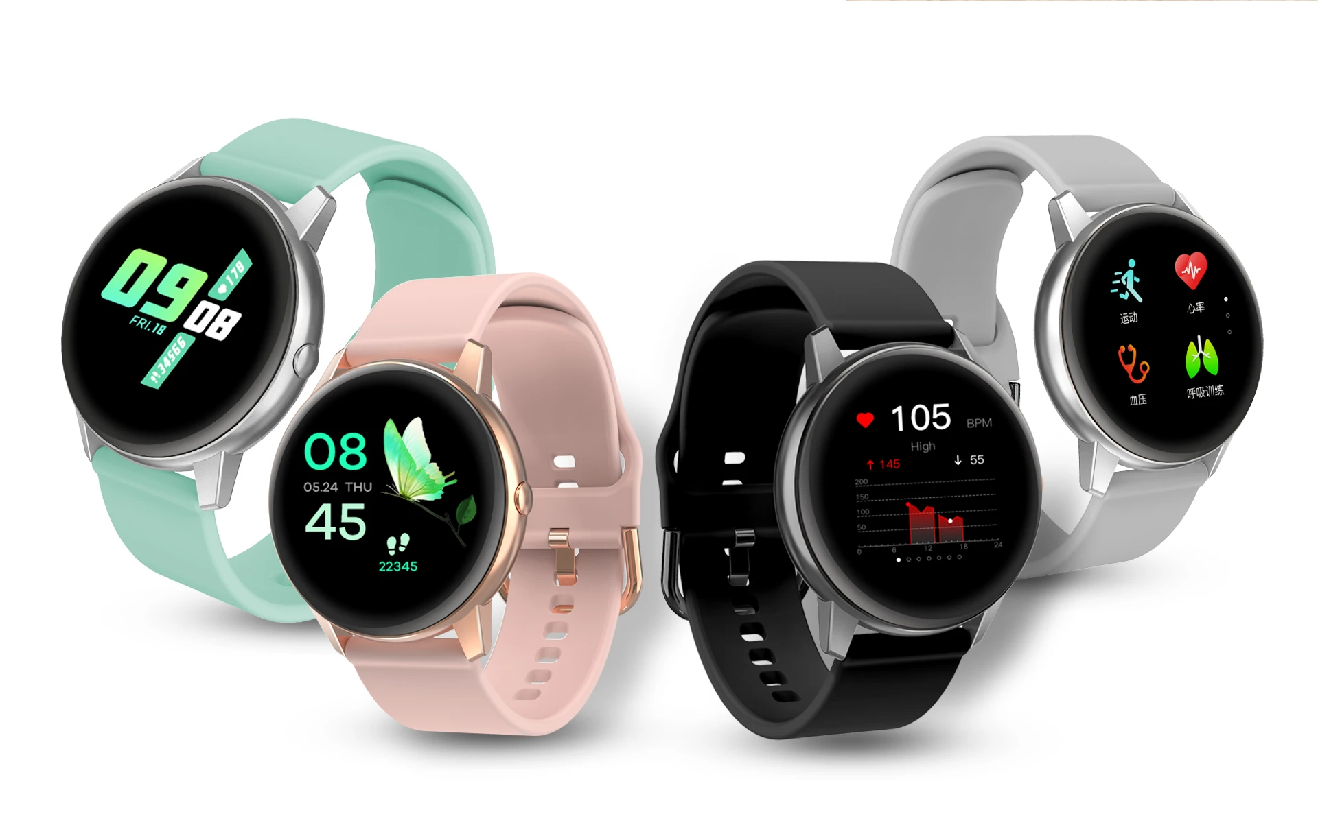 Orologio intelligente R3 IP68 impermeabile, braccialetto sportivo intelligente, cardiofrequenzimetro, pressione sanguigna, fitness tracker, schermo touch completo, orologio intelligente da uomo