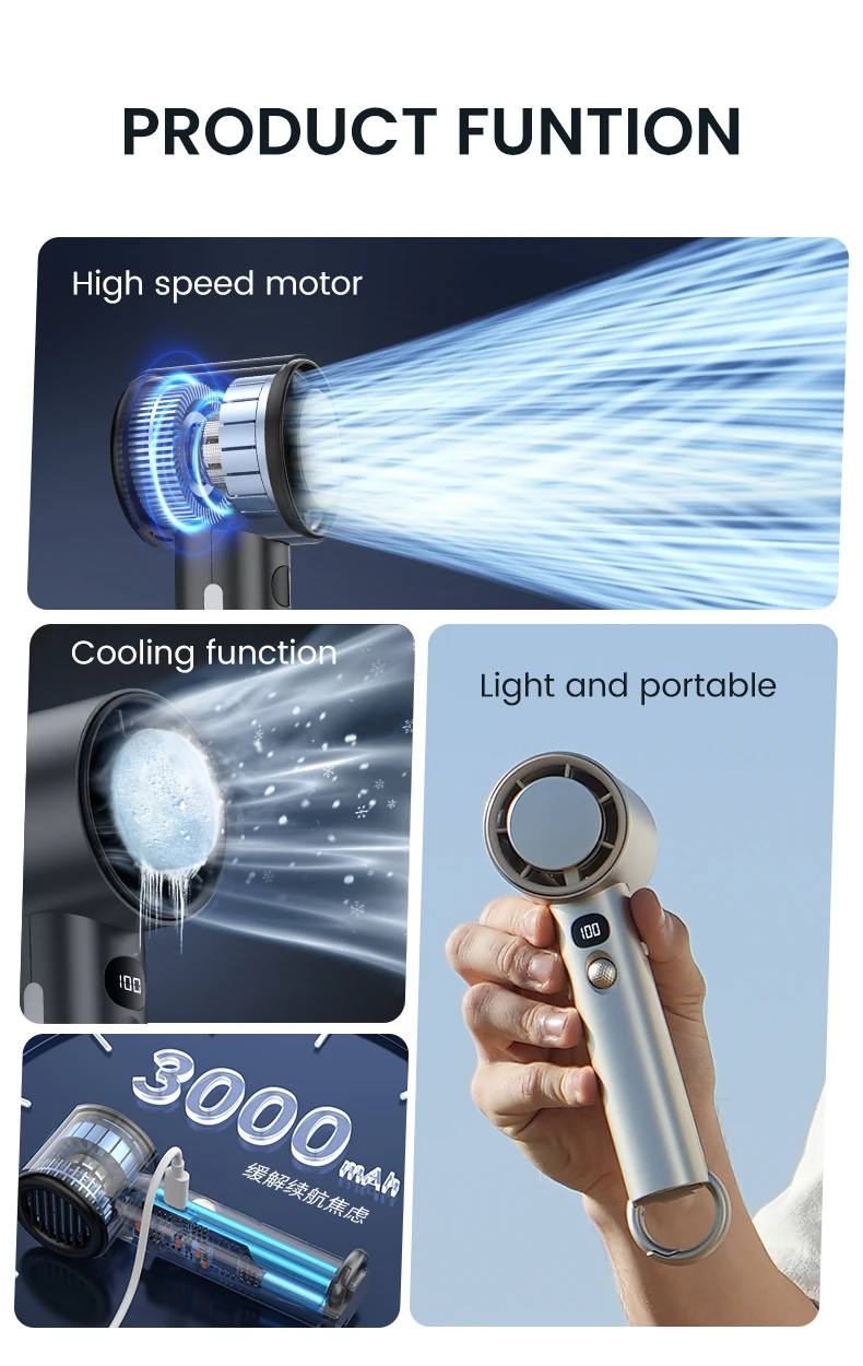 Rechargeable Handheld Mini Fan, IMYCOO, Portable - detail 8