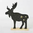 Ornaments Decor Ornament Carved Wood Customizable Black Reindeer Ornaments Christmas Decoration Wood Decoration