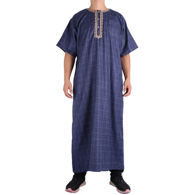 M&S&W Mens Muslim Thobe Short Sleeve Button Arabic Arab Dress Robe