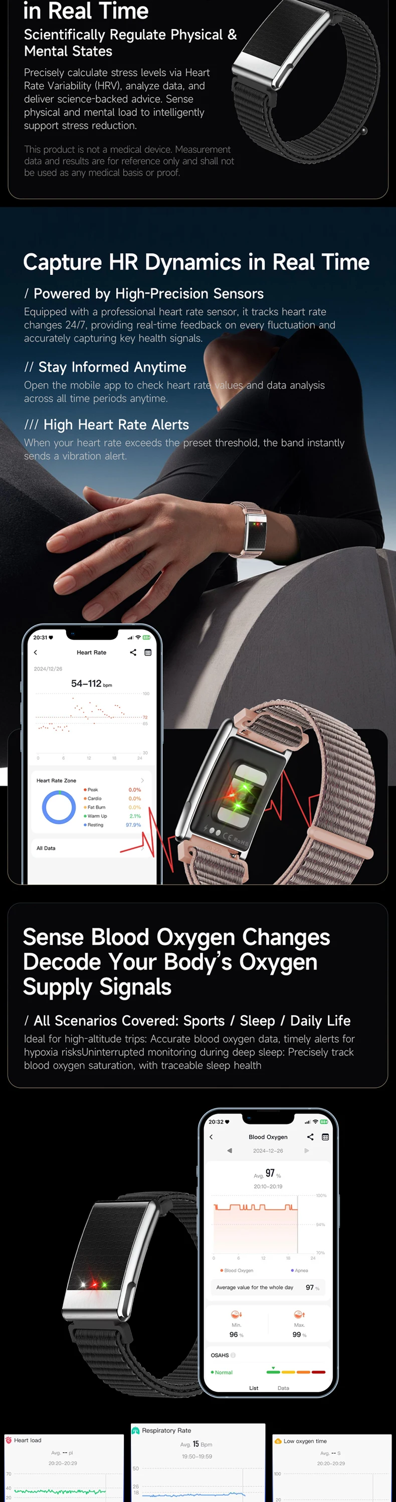 product 2026 new ecg smart bracelet e900 no screen ecg ppg hrv bmi heart rate oxygen body temperature app gband fitness tracker watch-9