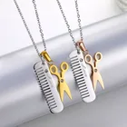 Pendant Necklace Hypoallergenic Silver Jewelry Wholesale Scissors Comb Pendant Necklace