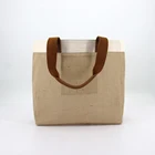 Handbag Leather Custom Recycled Large Travel Handbag Jute Hemp Shoulder Tote Weekend Bag With Leather Handles