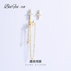 Star New Design Jewelry Shiny Zircon Back Hanging Tassel Chain Earring Stud Exquisite Luxury Star Earrings