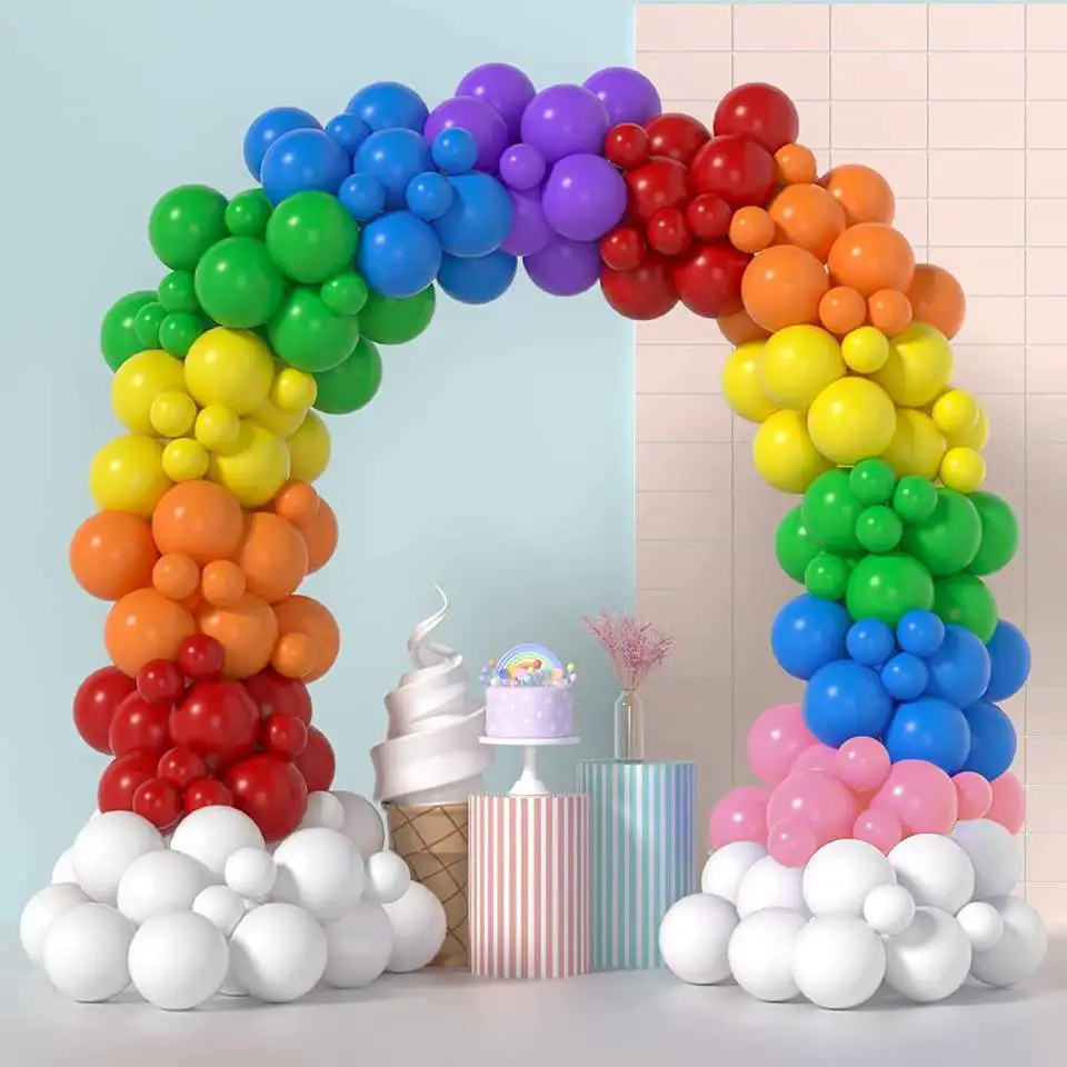 Children's Birthday Party Rainbow Balloons Chain Set Scene Decorated Wedding Wreath Arch Colorful Balloon Chain