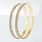 Earrings Fashion Earrings For Women Big Size 80mm 2Line Rhinestone Classic Fashionable Hoop Earrings
