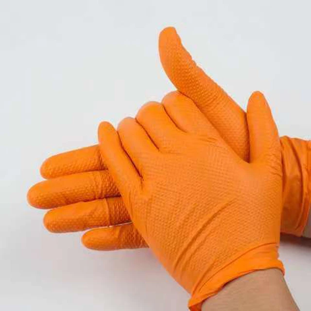 Orange black 6mil automobile industrial shop nitrile blending vinyl garage nonmedical car repair use gloves