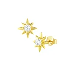 Studs Stud Gold Cz Fashion Studs Jewelry Starburst Stud In Gold Plat With Clear CZ S925 Silver Jewelry