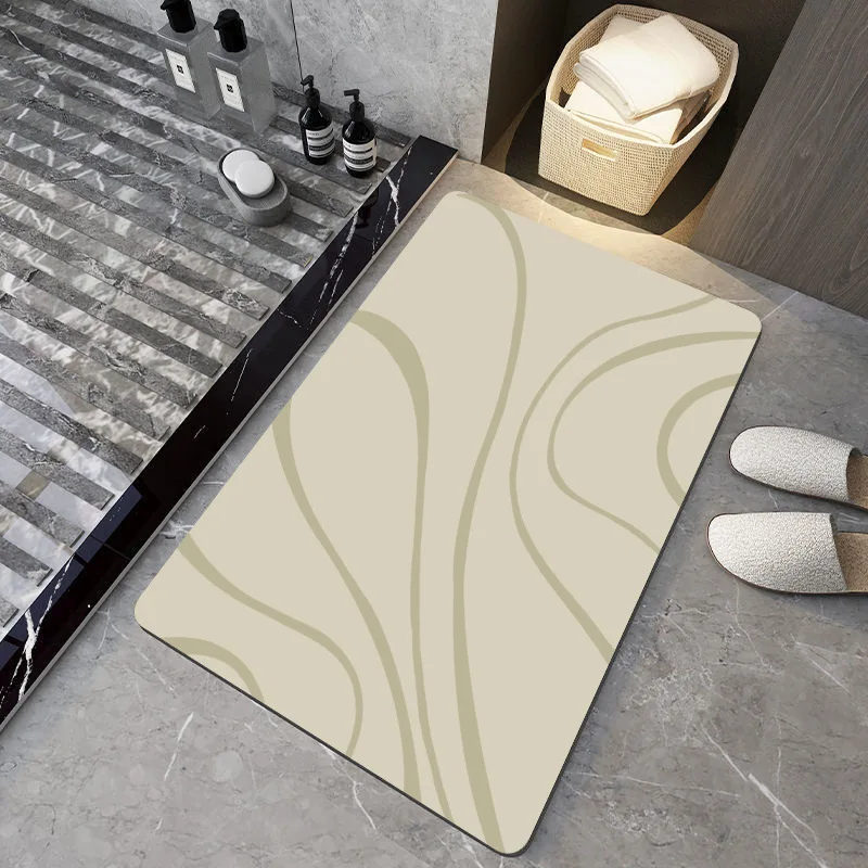 Top-Rated Modern Home Anti-Slip Bathroom Floor Mats Solid Pattern Absorbent Diatomite Bath Mat